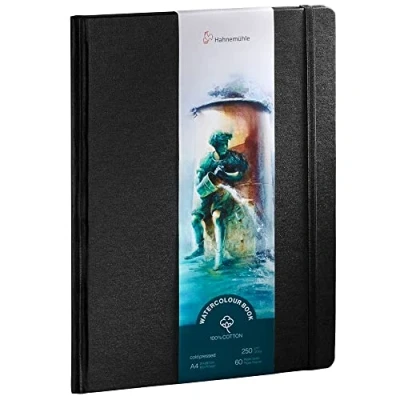 Image of Hahnemühle Watercolour Book 100% Cotton, 250 g/m², Matte, Glued Surface, 30 Sheets/60 Pages, (A4 Portrait Format)