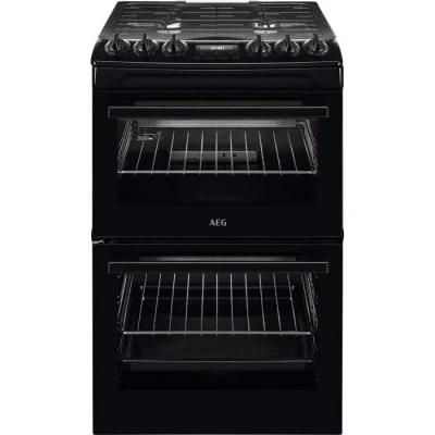 Image of AEG CGX1130ACB 55cm Freestanding Gas Cooker with Double Oven in Black