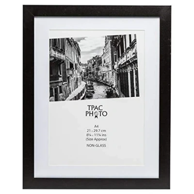 Image of Hampton Frames COLUMBIA A4 (21x30cm) Black Picture Poster Photo Frame with Mount Plexi (Non Glass) COL2130MTNG