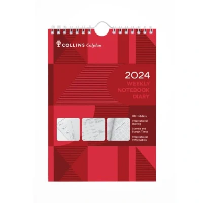 Image of Collins Debden Colplan 2024 Diary Weekly Spiral Planner Notebook Business and Organiser January to December 60 24 Red