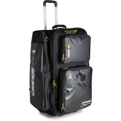 Image of CRESSI Moby 7 Trolley Bag Robust and Spacious ideal for Sports Activities Travel, Black/Yellow, 115 L, Unisex