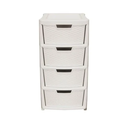 Image of Thumbs Up Rattan 4 Drawer Plastic Storage Tower Mushroom