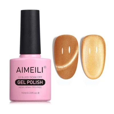 Image of AIMEILI Magnetic Gel Nail Polish Cat Magnet Eye Polish, UV LED Soak Off Glitter Varnish Art Manicure Pedicure, Long Lasting &amp; Easy to Apply 10ml 723