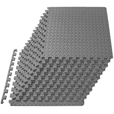 Image of ProsourceFit Puzzle Exercise Mat ½ in, EVA Interlocking Foam Floor Tiles for Home Gym, Workout Equipment, Padding Kids, Grey, 24 in x 48 Sq Ft 12