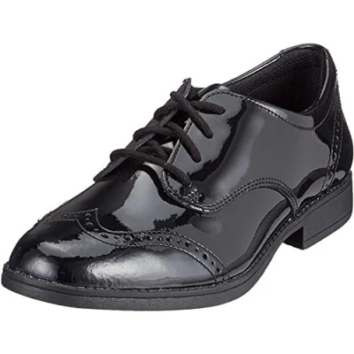 Image of Clarks Girl&#039;s Sami Walk Derbys, Black Patent, 3.5 UK