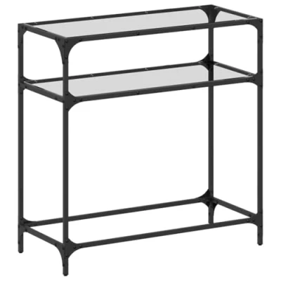Image of vidaXL Console Table with Transparent Glass Top 80x35x81 cm Steel
