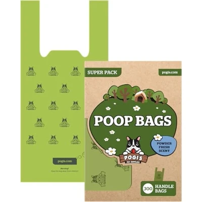 Image of Pogi&#039;s Biodegradable Dog Poo Bags with Handles 300 Easy Tie Ultra Thick, Leak Proof, Large, Scented for Dogs