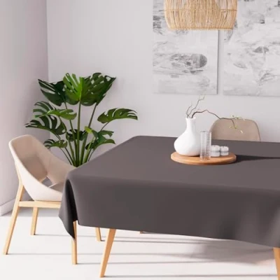 Image of Soleil d&#039;ocre Alix Nappe, Polyester, Grey, 140 x cm
