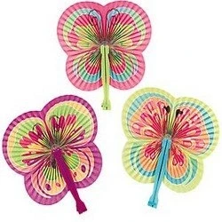 Image of MunchieMoosKids Pack of 6 Colourful Butterfly Shaped Folding Paper Fans Great Party Loot Bag Fillers