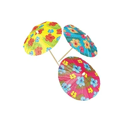 Image of Boland Hibiscus Cocktail Umbrellas, Multicoloured, 52523