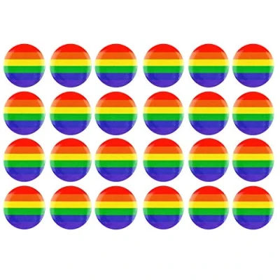 Image of HENBRANDT 24 x Adults Rainbow Button Pin Gay Pride Badge LGBT Flag Freedom Event March Accessory