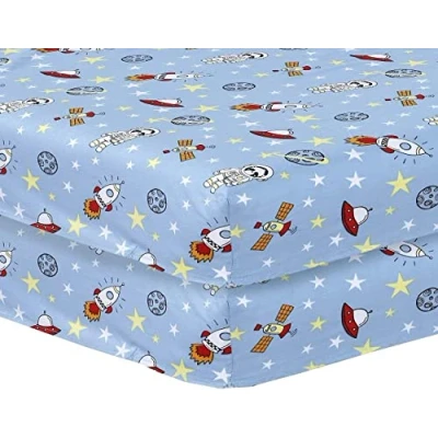Image of DTEX HOMES Cot Bed Sheets Super Soft Breathable Polycotton Fitted Sheet 60 x 120 cm (Space Blue)