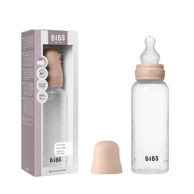 Image of BIBS Baby Bottle 270 ml Silicone Nipple Anti Colic, BPA Free, Round Nipple, Medium Flow, Lightweight &amp; Easy to Clean, Suitable for Newborns 0+ Years Blush