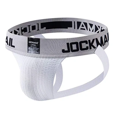 Image of JOCKMAIL Mens Jockstrap Athletic Supporter Underwear Sport Jock Strap Brief (M, White)