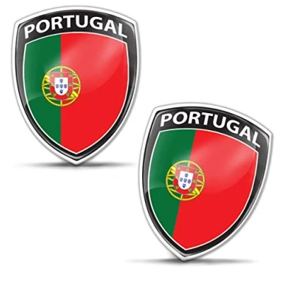 Image of Biomar Labs® 2 x 3D Domed Silicone Badge Stickers Decal Emblem Car Motorcycle Helmet Portugal Portugese National Flag F 149