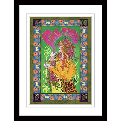Image of Pink Floyd Poster Framed Print Concert Collector&#039;s Edition (&#039;66 Gig White Border Design) 30x40cm Frame Official Merchandise