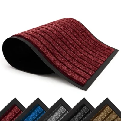Image of Hafaa Door Mat 50X80 Cm, Indoor &amp; Outdoor Heavy Duty Rubber Mats Dirt Trapper Non Slip Washable Barrier Floor Entrance Rug Shoes Scraper Super Absorbent Front Doormats Rug, Burgundy