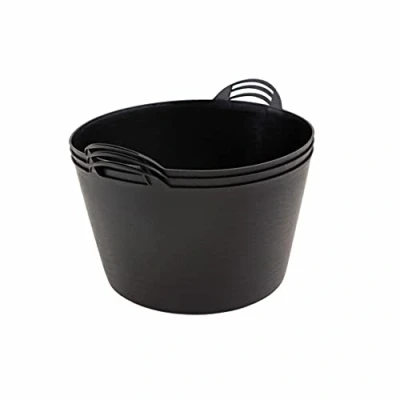 Image of BiGDUG Plastic Flexi Tubs (65 Litre) Pack of 3 Black Heavy Duty Flexible Storage Bucket Multi Purpose Round Container