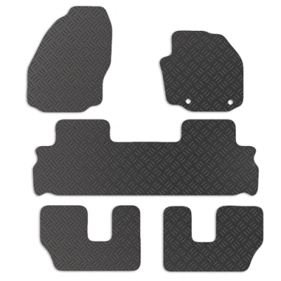 Image of Carsio Rubber Car Mats For Ford Galaxy Taxi 2006 2014 Tailored Fit Floor Mat Set Complete Accessory Black Custom Fitted All Weather &amp; Heavy Duty, Anti Slip Backing with Clips