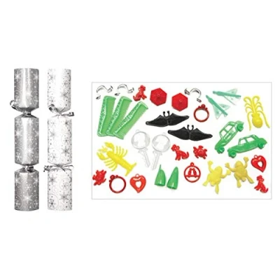 Image of Toyland® Pack of 50 10&quot; Snowflake Christmas Crackers Great for Catering Parties &amp; Events (Silver)
