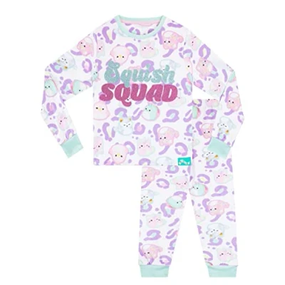 Image of Squishmallows Girls Pyjamas Fleece Nightwear For Kids Multicolour 6 7 Years, (smpj3014)