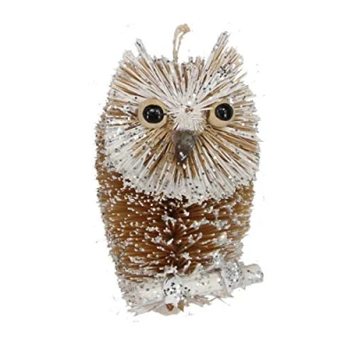 Image of Gisela Graham Bristle Owl Christmas Tree Decoration
