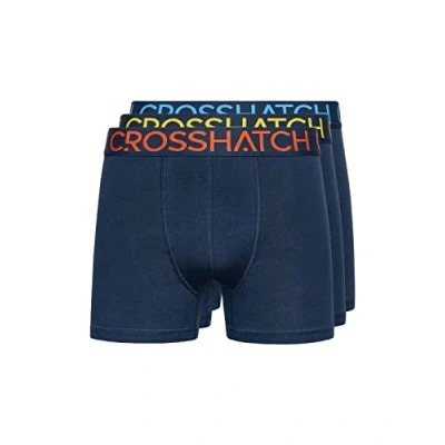 Image of Crosshatch Mens Boxers 3 Pack Underwear Boxer Shorts Elasticated Waistband Men Trunks Multipack Set Chasma Navy XX Large