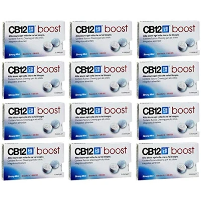 Image of CB12 Boost Chewing Gum Strong Mint, 10&#039;s (Pack Of 12)