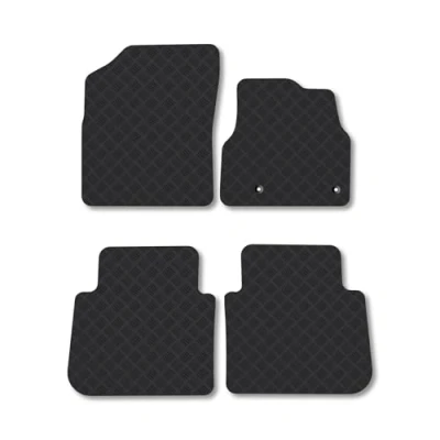 Image of Rubber Car Mats Compatible with Citroen C3 Picasso (2008 2017) Tailored Fit Floor Set Accessory Black Custom 4 Pieces Clips Anti Slip Backing, Heavy Duty &amp; Waterproof