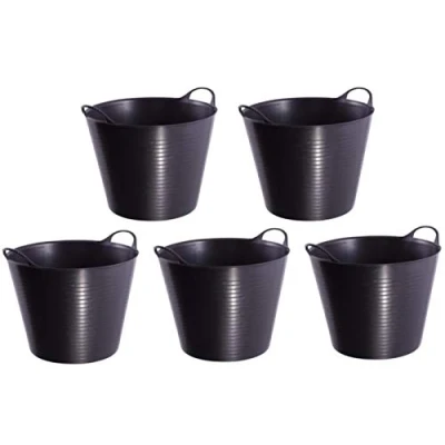 Image of 5 Black Tub Bucket Trug 26 Litre Red Gorilla SP26GBK