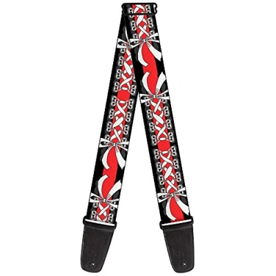 Image of Buckle Down GS W32901 &quot;Corset Lace Up w/Bow Black/Red&quot; Guitar Strap