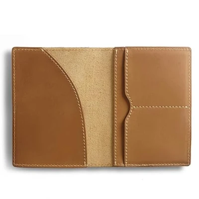 Image of Leather Passport Holder, Retro Double Cover Travel Document Organizer Wallet for Storing Passports, Bank Cards, ID Camel, Classic