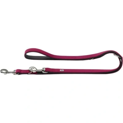 Image of Hunter 61216 Adjustable Leash Softie 15/200 Nickel, Artificial Leather Nubuk Raspberry / Art Black