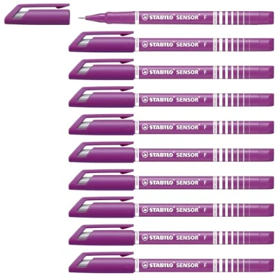 Image of Fineliner with Cushioned F Tip STABILO SENSOR fine Pack of 10 Lilac