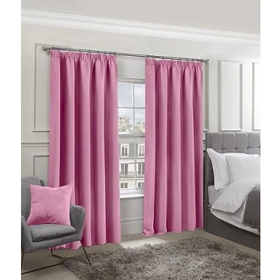 Image of Emma Barclay Cali Pencil Pleat Woven Thermal Blackout Curtains in Pink Width 66 x Drop 90&quot; (168 228cm)