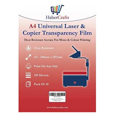 Image of Universal Laser Transparency Film A4 Clear OHP Sheets Printer Acetate Overhead Projector Tracing Graphic Design Paper Printable Fast Dry 120 Micron (100 Sheets)