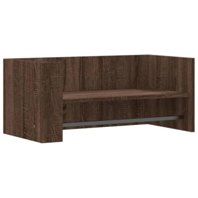 Image of vidaXL Wall Shelf Brown Oak, Engineered Wood, 70.5x35x30.5 cm, Floating for Bathroom, Modern Style, Adjustable Panels, Easy to Clean