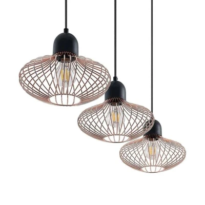 Image of Lindby Metehan pendant light, 3 bulb, copper