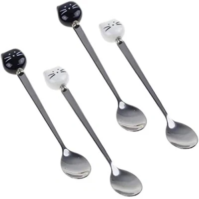 Image of Cat Spoon,Cute Stainless Steel Coffee Spoon, Dessert Tea Appetizer Bistro Cake Ice Cream Sugar Spoons