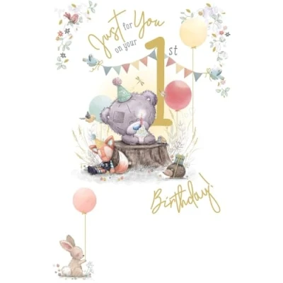 Image of Me To You Tiny Tatty Teddy &#039;Just For You&#039; 1st Birthday Card Baby Boy Or Girl