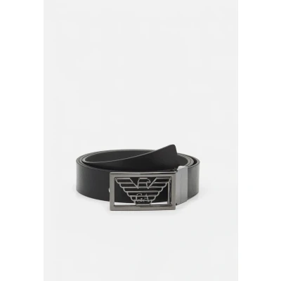 Image of Emporio Armani Cintura Placca Plate BELT Belt, Size: One Size, Black/grey