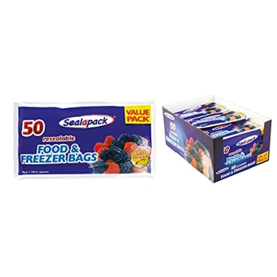 Image of 2x Sealapack 50 Resealable Food &amp; Freezer Bags 18cm x 20cm