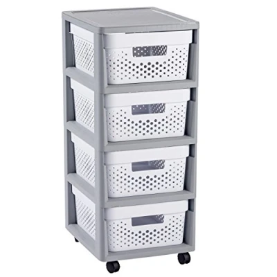 Image of Curver Shelf 4x10L, Resin, Grey/White, 30x36x69