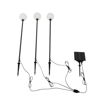 Image of Lindby LED solar light Brindley, set of 3, black, glass