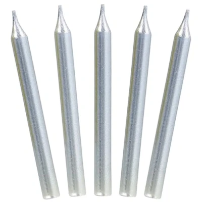 Image of Culpitt Select Silver Birthday Candles, Pack of 100, 51mm Bright Metallic Celebration Cake Candles for Party, Birthday, Treats
