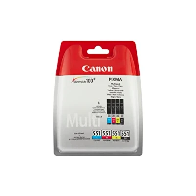 Image of Canon CLI 551 C M Y BK Pack of 4 cartridges (Black Cyan Magenta Yellow) Genuine (Plastic )