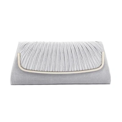 Image of Damara Womens Simple Pleated Satin Clutch Evening Bag (Silver)