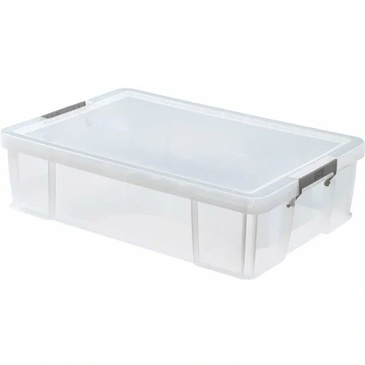 Image of Whitefurze Allstore Container with Silver Clamp, Plastic, Natural, 37 Litre