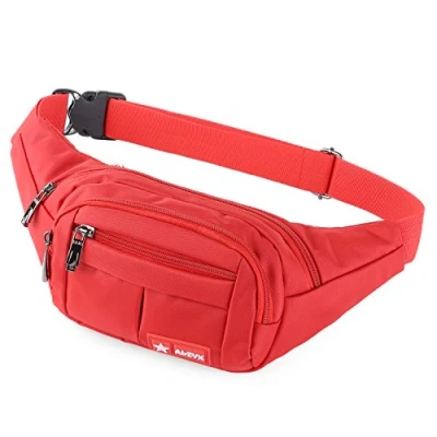 Image of Bumbags and Fanny Packs for Running Hiking Waist Bag Outdoor Sport Waistpack Men Women (Red)