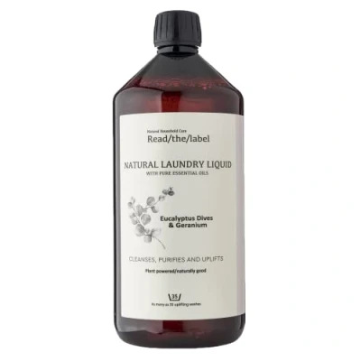 Image of Read The Label Eucalyptus Dives &amp; Geranium Natural Laundry Liquid with Pure Essential Oils Cleanses, Purifies, and Uplifts Natural, Plant Powered Up to 35 Washes 1000ML